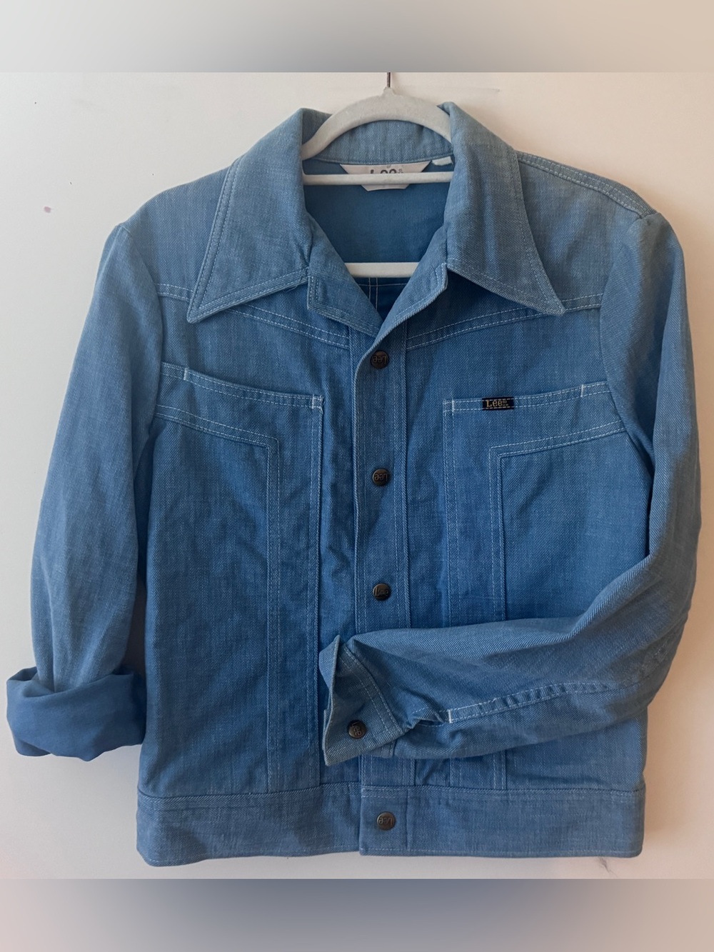 DEADSTOCK 1970 LEE Denim Jean Shirt-Jacket w/Dagger Collar "NOS" + ORIGINAL TAG - Picture 3 of 16